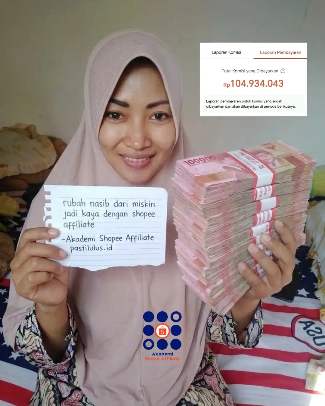 Foto testimoni member Akademi Shopee Affiliate